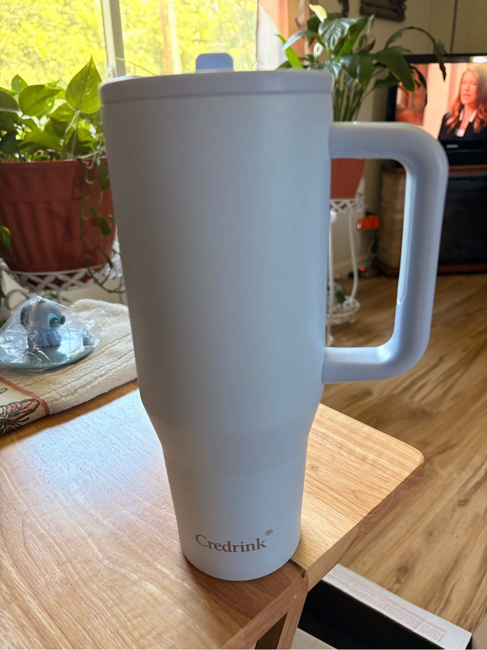 White Insulated Travel Mug with Handle
